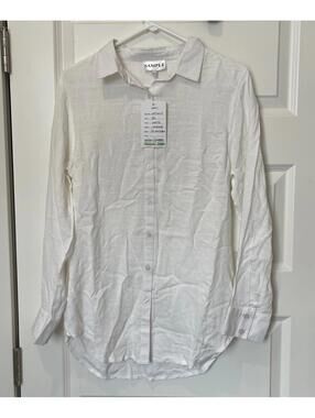 White Viscose Long Sleeve Shirt XS